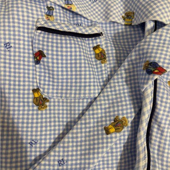 Ralph Lauren Blue Gingham Robe with Bear Motif - Picture 6 of 7